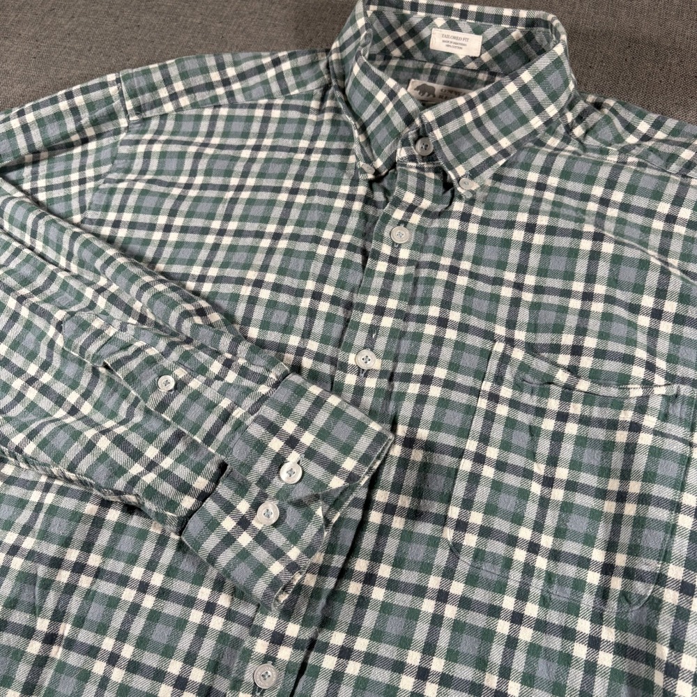 Onward Reserve Button Down Shirt Mens XL Green Plaid Tailored Fit 811234